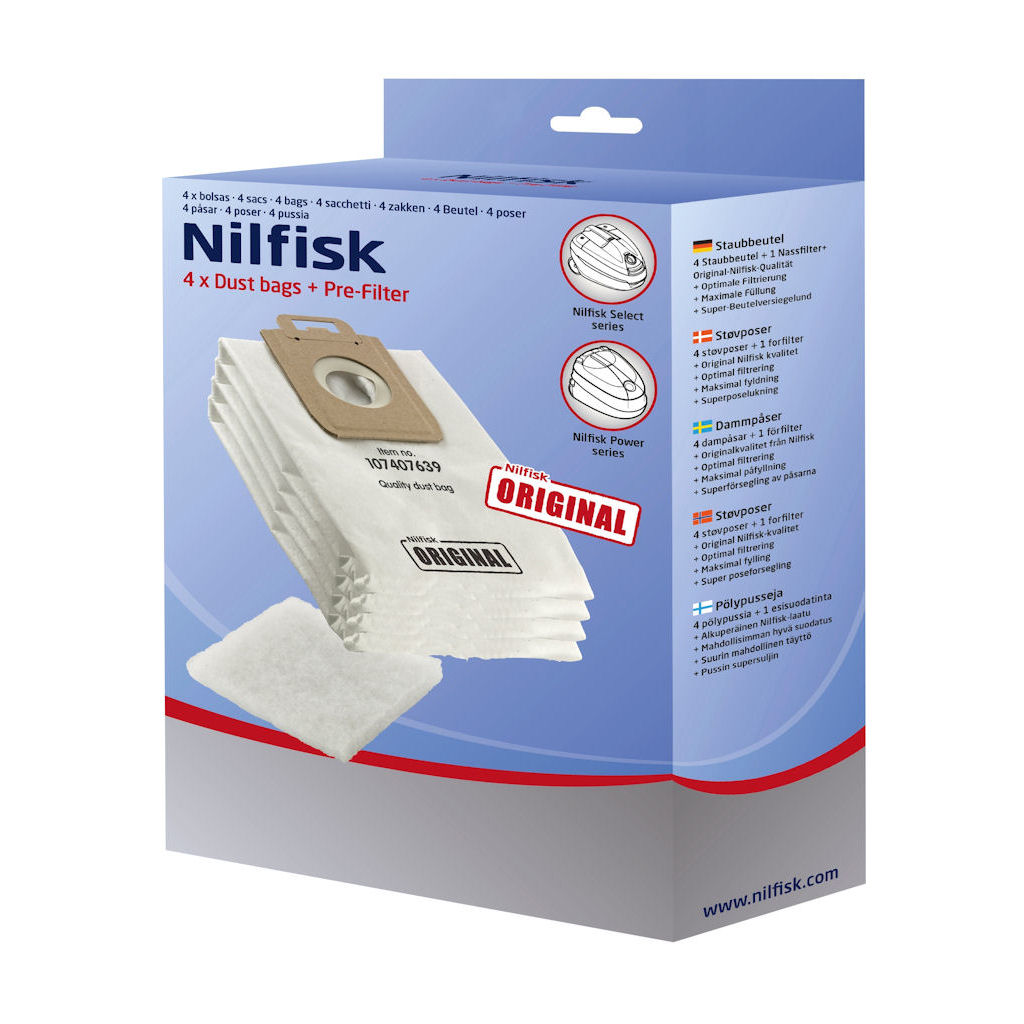 Nilfisk Select en Power Stofzakken, 107407639 - NU € 10,50! - Nilfisk originele - VVS-Online.nl